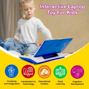 Plug & Play English Learner Educational Laptop Toy with 20 Learning & Playing Activities|Blue & White Color,Dual Power Supply Source:Micro USB Cable(Included)