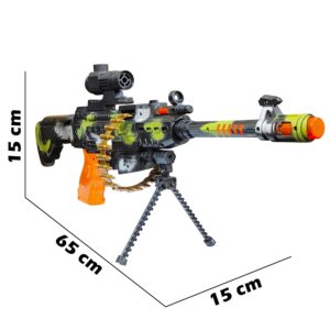 Machine Gun Toy with Stand and Carry Strap, Flashing Lights & Sound Effect | Army Printed/Multi Color