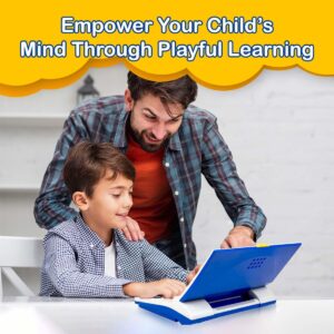 Plug & Play English Learner Educational Laptop Toy with 20 Learning & Playing Activities|Blue & White Color,Dual Power Supply Source:Micro USB Cable(Included)