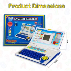 Plug & Play English Learner Educational Laptop Toy with 20 Learning & Playing Activities|Blue & White Color,Dual Power Supply Source:Micro USB Cable(Included)