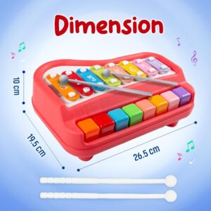 8 Tone Xylophone Learning Toys Kids Educational Knock Playing 2 in 1 Colorful Plastic Percussion Piano Toy