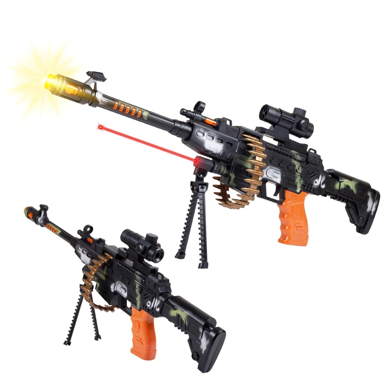 Machine Gun Toy with Stand and Carry Strap, Flashing Lights & Sound Effect | Army Printed/Multi Color