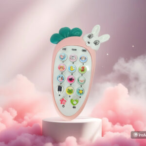 Radish Style Cute Rabbit Face Pretend Play Cell Phone Toy for Kids, Toddlers with Music, Ringtones, Lights - Birthday Party Favors and Gifts for Boys and Girls