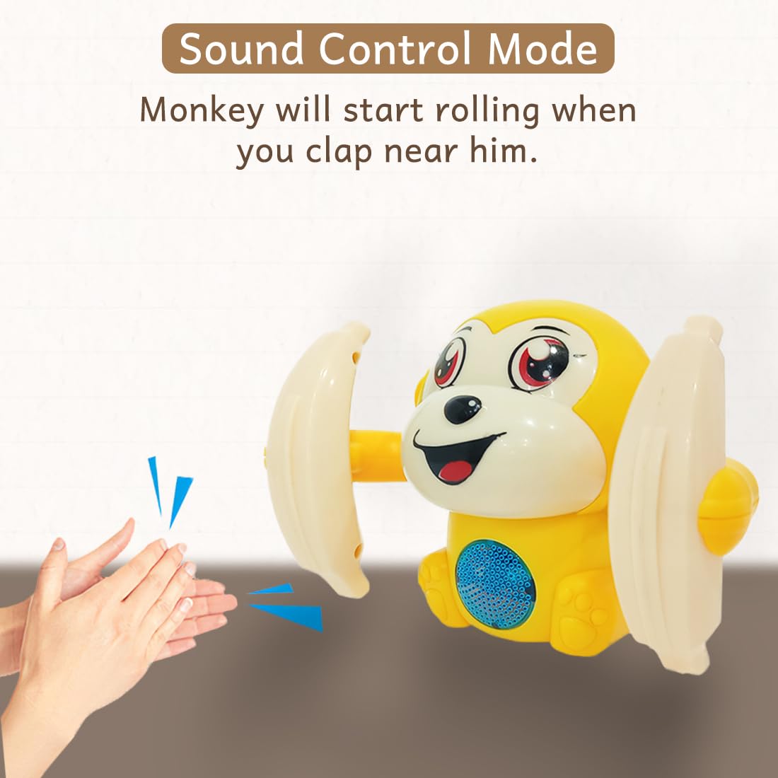 Dancing Monkey Musical Toy for Kids Baby Spinning Rolling Doll Tumble Toy with Voice Control Musical Light and Sound Effects with Sensor - Image 3