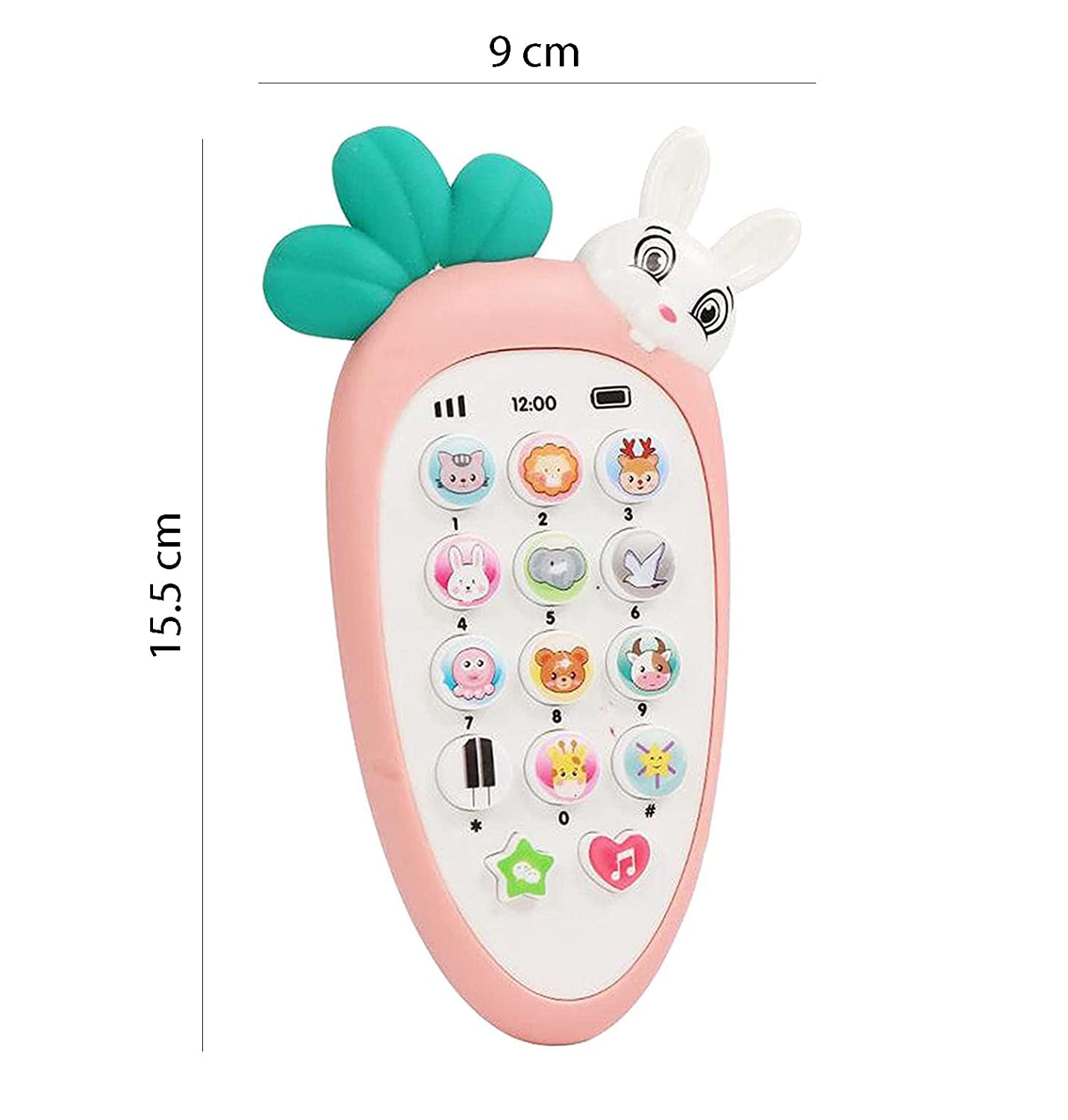 Radish Style Cute Rabbit Face Pretend Play Cell Phone Toy for Kids, Toddlers with Music, Ringtones, Lights - Birthday Party Favors and Gifts for Boys and Girls - Image 5