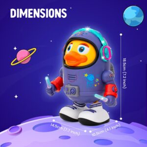 Dancing Space Duck Toy Musical Dancing Space Duck Figure with Lights and Sounds, Space Elements Designed, Dancing Robot for Infants, Babies, Kids