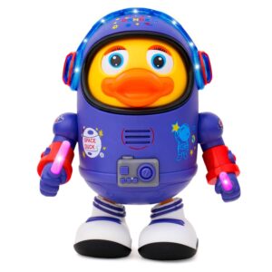 Dancing Space Duck Toy Musical Dancing Space Duck Figure with Lights and Sounds, Space Elements Designed, Dancing Robot for Infants, Babies, Kids