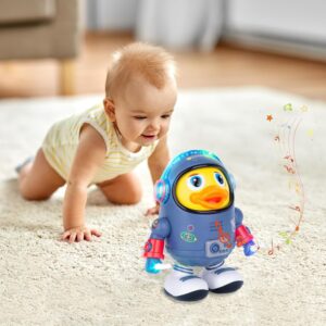 Dancing Space Duck Toy Musical Dancing Space Duck Figure with Lights and Sounds, Space Elements Designed, Dancing Robot for Infants, Babies, Kids