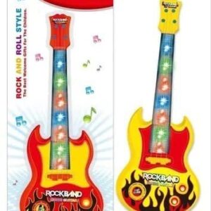 Rockband Music Guitar with Light & Pre-stored Toy Guitar and Music for Kids
