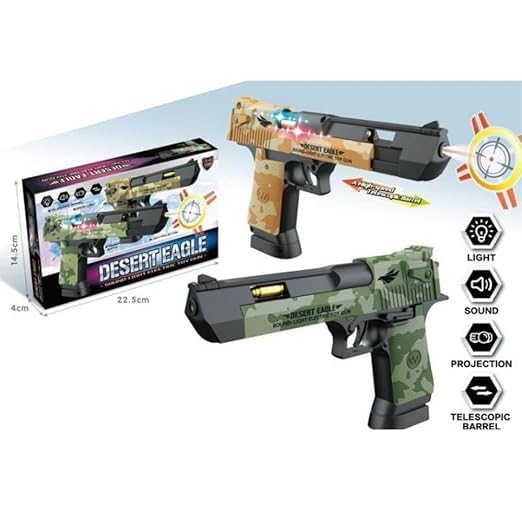 Desert Eagle Gun Toy | Police Army Style Pistol Gun Toy with Movement of Top Loader | Battery Operated Target Projection Sound Effect | Electric Toy Gun - Image 9