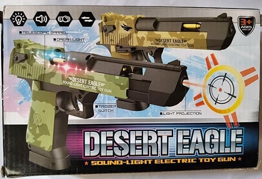 Desert Eagle Gun Toy | Police Army Style Pistol Gun Toy with Movement of Top Loader | Battery Operated Target Projection Sound Effect | Electric Toy Gun - Image 10