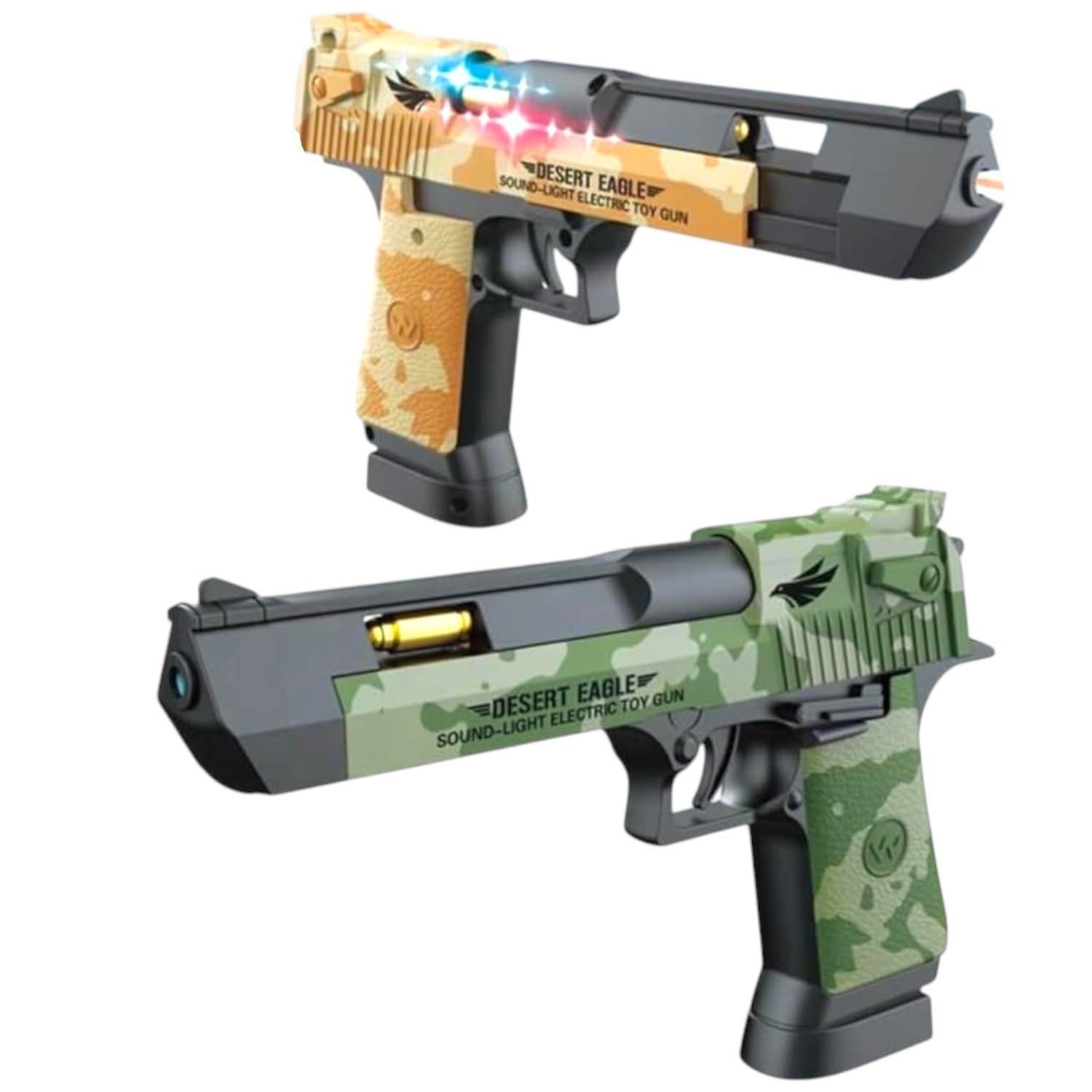 Desert Eagle Gun Toy | Police Army Style Pistol Gun Toy with Movement of Top Loader | Battery Operated Target Projection Sound Effect | Electric Toy Gun