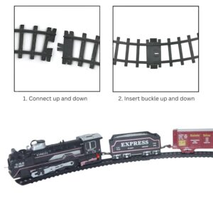 Train Set for Kids – Light & Sound Classic Vintage Engine with Smoke Effect, Rechargeable Battery, Type-C Cable, Water Dropper & Tracks – Battery Operated