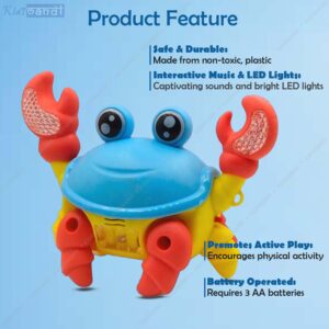 Crawling Crab Baby Musical Toy with LED Lights | Interactive Early Learning Entertainment Toy for Kids | Battery Operated Fun Pet for Toddlers & Infants