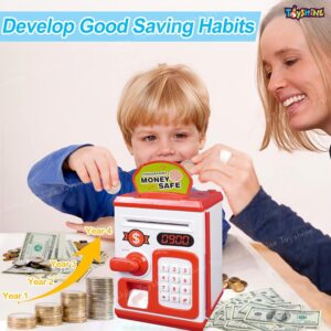 Gooyo ATM Machine Toy Savings Bank for Kids & Adults Money Safe Piggy Bank with Light Sound Effects Password Protection Coin & Paper Money Slots Financial Education Toy