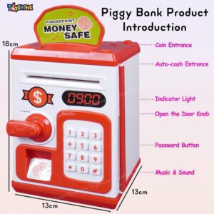 Gooyo ATM Machine Toy Savings Bank for Kids & Adults Money Safe Piggy Bank with Light Sound Effects Password Protection Coin & Paper Money Slots Financial Education Toy