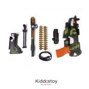 Army Style Machine Gun Toy for Kids with Realistic Bullets on Belt Movement, Music, Lights and Laser Light (25 Inch)