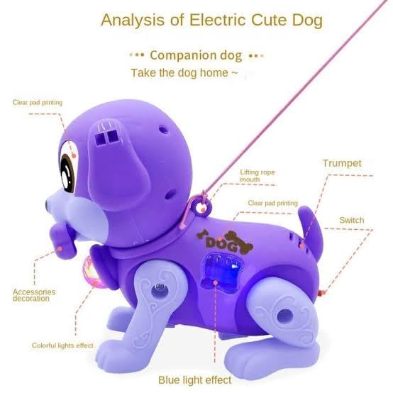 Smart Dog Electric Toy with Lights, Music and Walking Functions, Blue and White, Interactive Pet Toy - Image 2