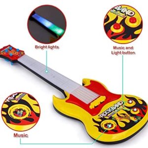 Music & Lights Guitar for Kids – Battery Operated Toy with On/Off Switch | Demo Sounds, Bright Lights, Safe Nylon Strings | Educational Gift for 3+ Kids