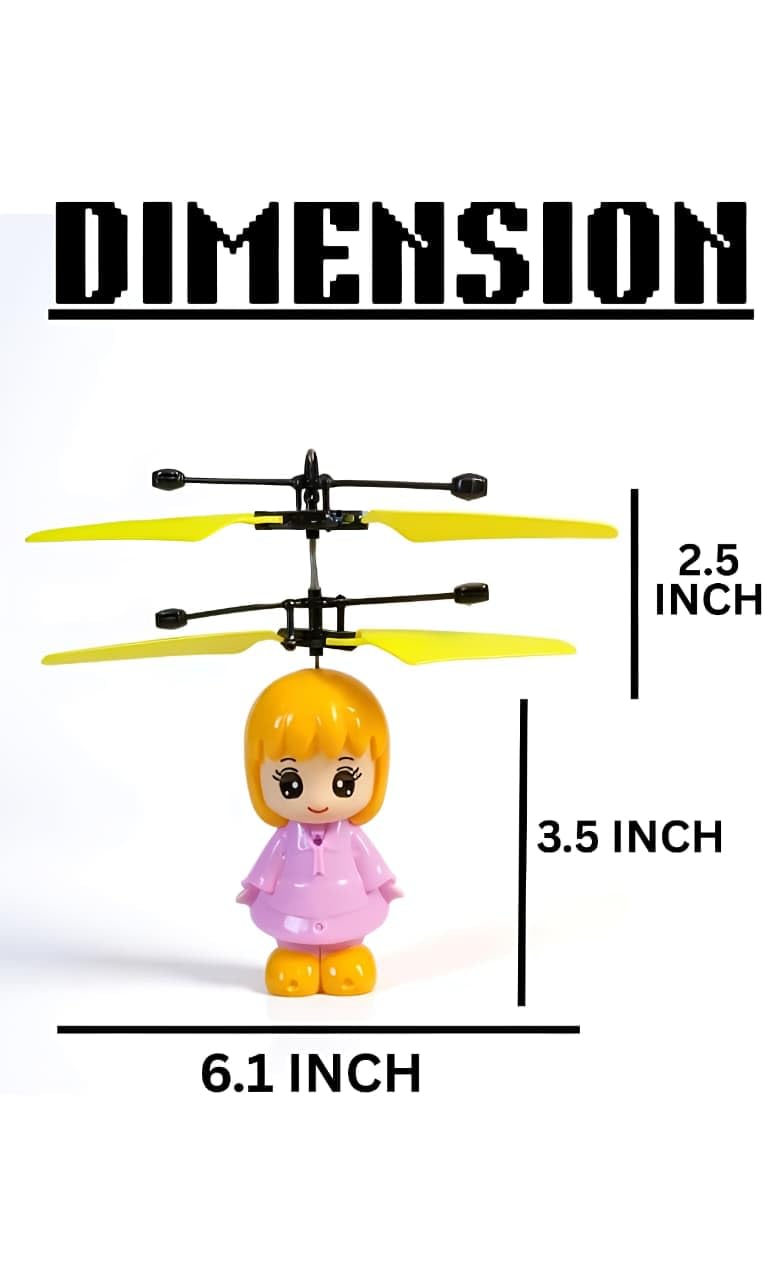 Flying Girl Helicopter Toy for Kids | Rechargeable Induction Flying Doll with LED Lights | Hand Sensor Control Automatic Flying Toy for Girls & Boys (Multicolor) - Image 2