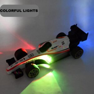 F1 Car High Speed F1 Formula Racing Car Toy with Smoke for Kids with Joystick Remote Control LED Lights, Battery Powered Multicolour Best Gift