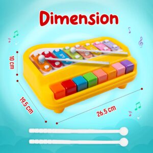 8 Tone Xylophone Learning Toys Kids Educational Knock Playing 2 in 1 Colorful Plastic Percussion Piano Toy (Multi Color)
