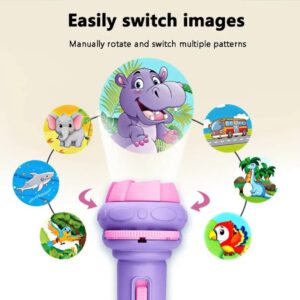 Mini Projector Torch Toy, 3 Slides 24 Patterns Slide Flashlight Torch for Kids Projection Light Toy Slide Lamp Educational Learning Night Light (Pack of 1)