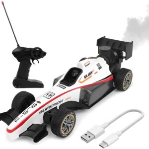 F1 Car High Speed F1 Formula Racing Car Toy with Smoke for Kids with Joystick Remote Control LED Lights, Battery Powered Multicolour Best Gift