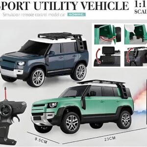 Remote Control Defender Car - 4Wd High-Speed Off-Road Rc Car with Led Lights, Rechargeable Battery, and All-Terrain Tires, Multicolor