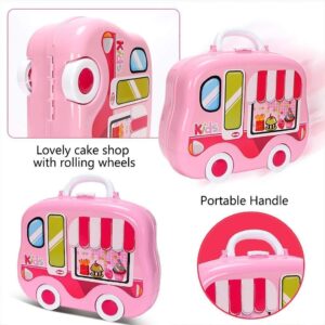Kids Kitchen Play Set with wheel Carry Case | Pretend Cooking Toy with Pots | Fruits | Utensils & Stove | Portable Suitcase KitchenToy for Girls & Boys 3+ Years