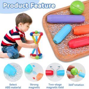 Magnetic Sticks Building Blocks for Kids Magnetic Toys for Boys Age 3+ Year Old Educational Stem Learning Magnet Stick with Balls Game Set (36 Pcs Magnetic Sticks-Ball) (Copy)