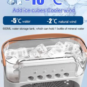 Mini Cooler for Room Cooling AC Portable Mini Fan Artic Cooler with 7 Colors LED Light, 1/2/3 H Timer, 3 Wind Speeds and 3 Spray Modes for Office,Home,Dorm,Travel1(Black)