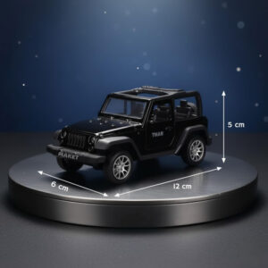 Mahindra Thar 4x4 Toy Car – 1:32 Die-Cast Metal SUV Model for Kids | Collectible Thar Car Toy with Pull Back Action, Rubber Tyres & Openable Doors | Miniature Jeep Toy (Black - Open ROOF)