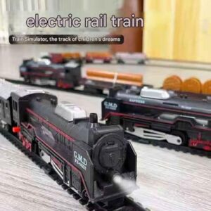 Classical Smoke Train (Big Size Rail King Intelligent) Set for Kids Rechargeble Battery C-Type Charger Electric Train Set with Track Sound Light & Smoke 21 Pcs Train for Kids Big 3+ Year