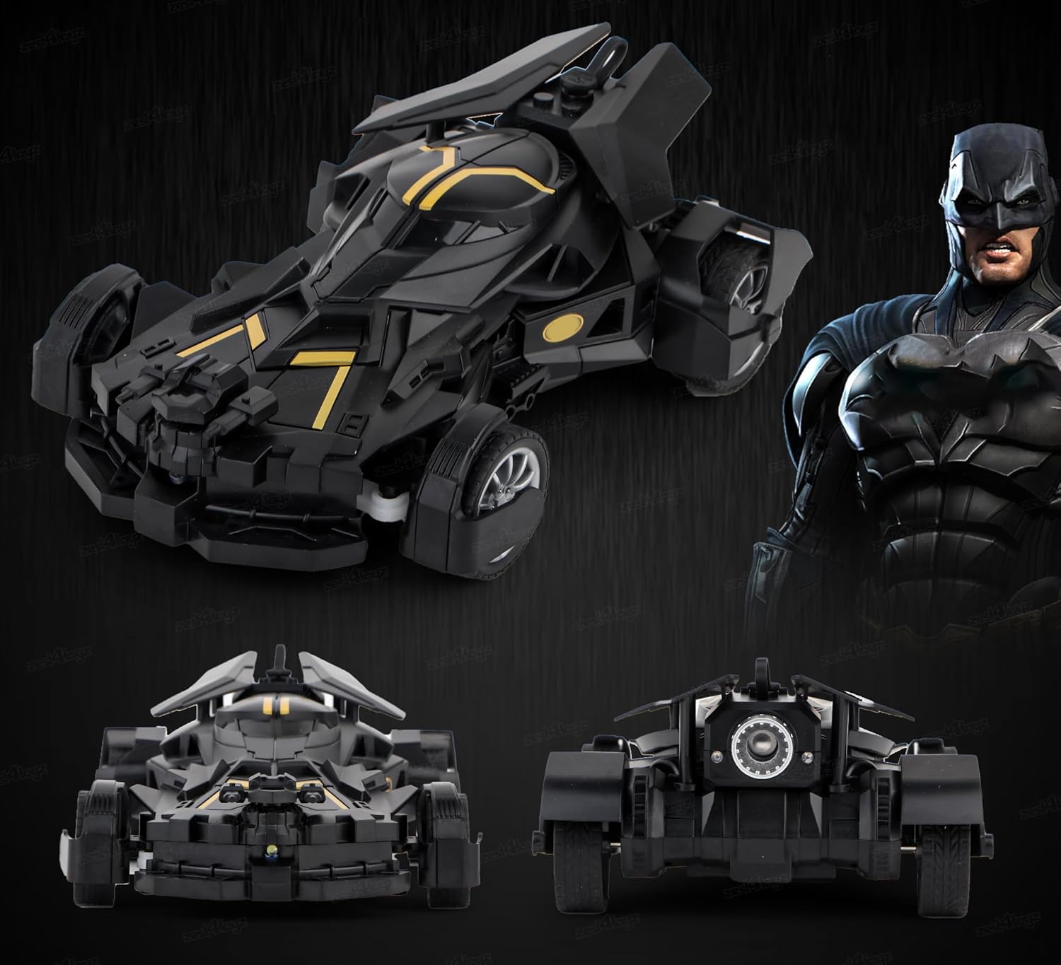 Batman Remote Control Car for Kids with Mist Spray Action Flashing Lights 10 Feet Range Rechargeable RC Car for Boys and Girls 3 Years+ (Black) - Image 3
