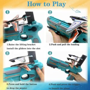 Catapult Toy Airplane, Pistol Shooting Game Toy Gun Air Battle Glider Airplane Launcher Toy for Kids Outdoor Sport Aircraft All Occasions Exciting and Fun Gift for Boys and Girls