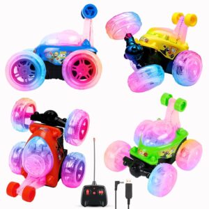 Rechargeable 5 Functions 360° Rotating & Rolling Big Stunt Car Toy with USB Cable & Remote Controller with Demo Feature | Blue Color, Power Source: Lithium Battery in Car