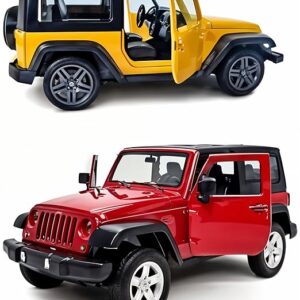 Mahindra Thar 4x4 Toy Car – 1:32 Die-Cast Metal SUV Model for Kids | Collectible Thar Car Toy with Pull Back Action, Rubber Tyres & Openable Doors | Miniature Jeep Toy (Yellow)