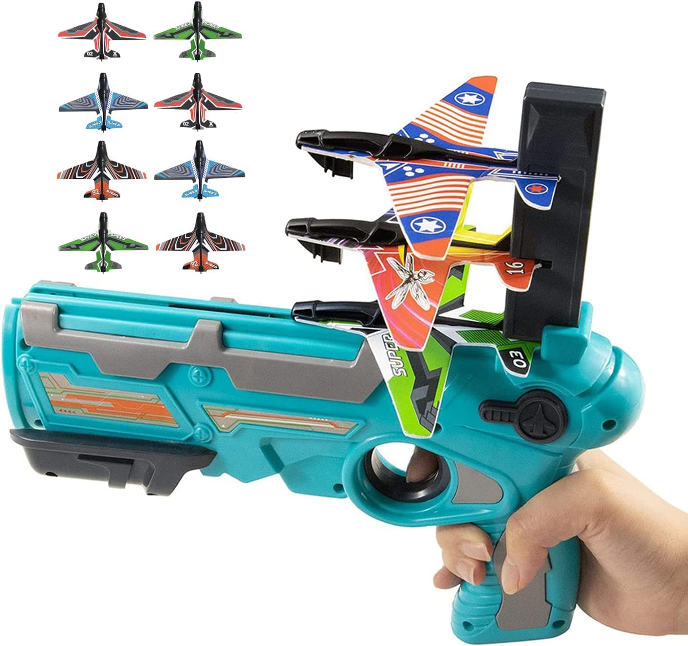 Catapult Toy Airplane, Pistol Shooting Game Toy Gun Air Battle Glider Airplane Launcher Toy for Kids Outdoor Sport Aircraft All Occasions Exciting and Fun Gift for Boys and Girls
