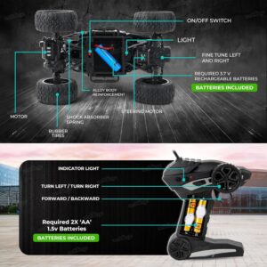 Remote Control Car for Kids Rock Crawler 2 Wd Monster Truck Offroad High Speed Climbing RC Car Toy Vehicle Car for Boys & Girls (Blue)