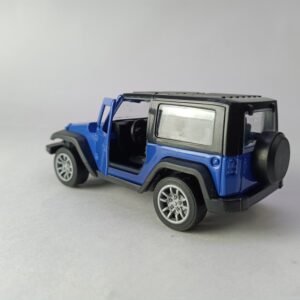 Mahindra Thar 4x4 Toy Car – 1:32 Die-Cast Metal SUV Model for Kids | Collectible Thar Car Toy with Pull Back Action, Rubber Tyres & Openable Doors | Miniature Jeep Toy (Blue - Open ROOF)