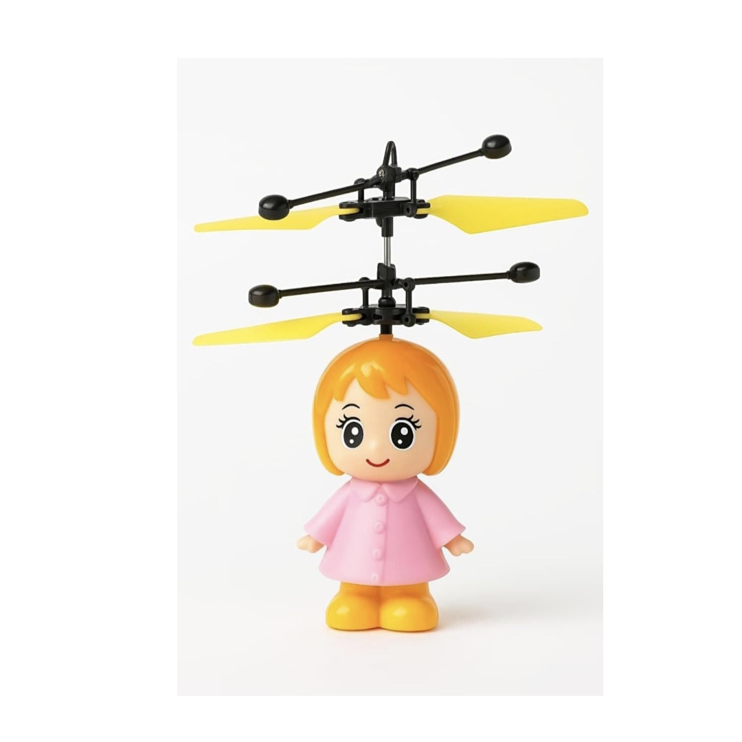 Flying Girl Helicopter Toy for Kids | Rechargeable Induction Flying Doll with LED Lights | Hand Sensor Control Automatic Flying Toy for Girls & Boys (Multicolor)