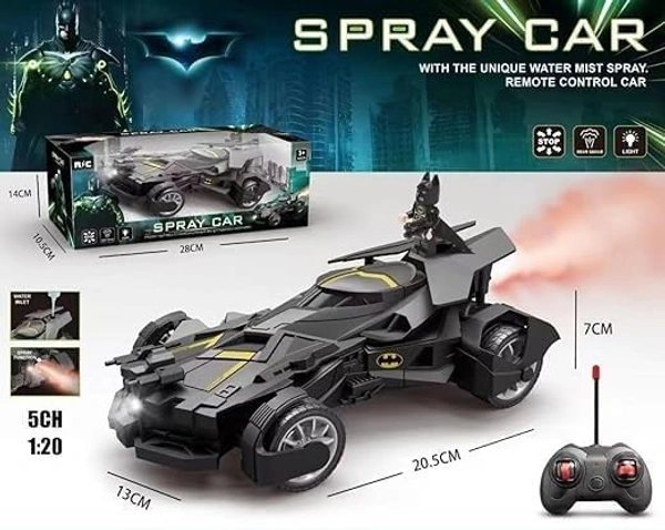 Batman Remote Control Car for Kids with Mist Spray Action Flashing Lights 10 Feet Range Rechargeable RC Car for Boys and Girls 3 Years+ (Black) - Image 2