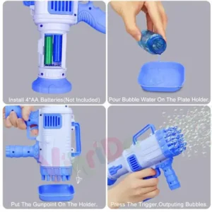 Electric Gatling Bubble Gun for Kids with Soap Solution Indoor and Outdoor Toys for Toddlers Bubble Launcher Machine for Girls and Boys (Colour as per Stock)