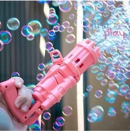 8 Hole Electric Gatling Bubble Gun for Kids with Soap Solution Indoor and Outdoor Toys for Toddlers Bubble Maker Gun Machine for Girls, Boys and for Parties (Multicolor, 3+ Year) - Image 2